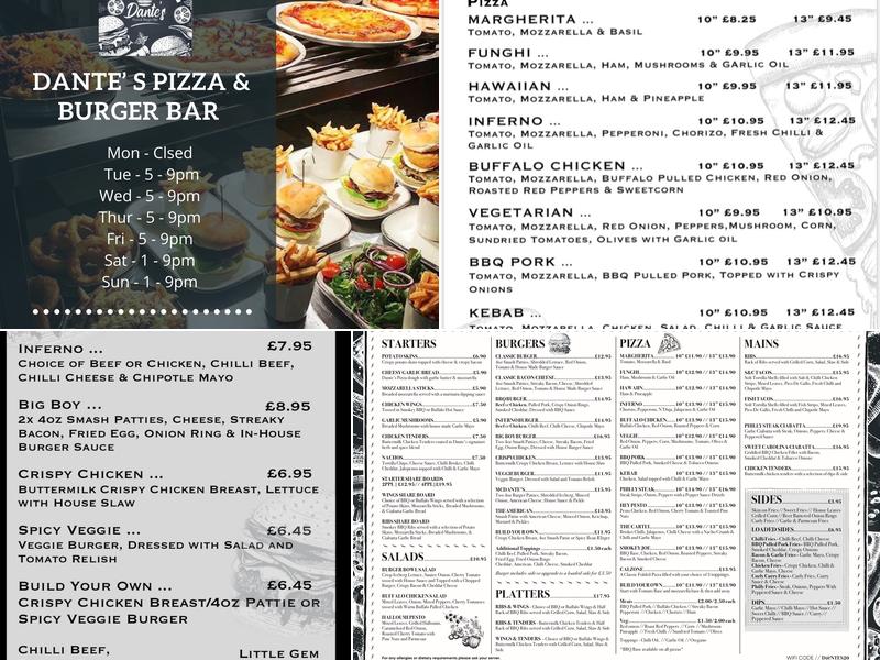 Dante’s Armagh Menu