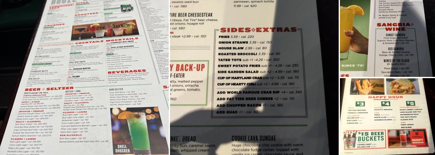 The Greene Turtle Sports Bar & Grille Menu