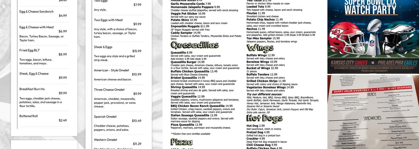 Caddyshack Bar & Grill Menu