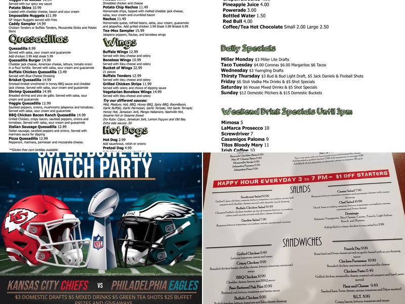 Caddyshack Bar & Grill Menu