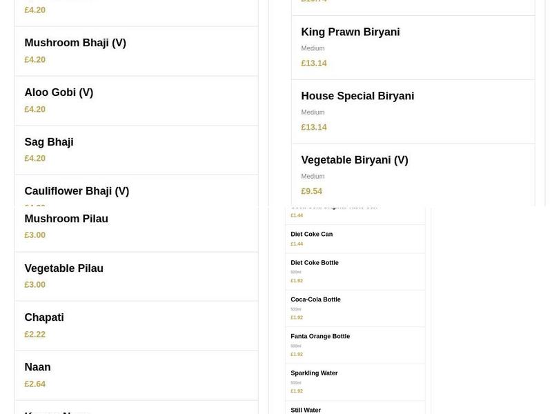 Spice lounge - Fine Indian Dining, Seafood Grill Menu