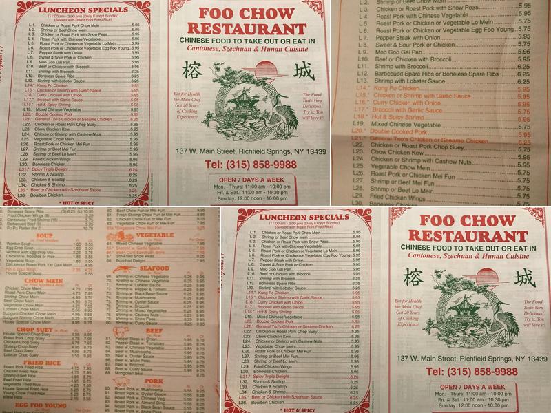 Foo Chow Restaurant Menu