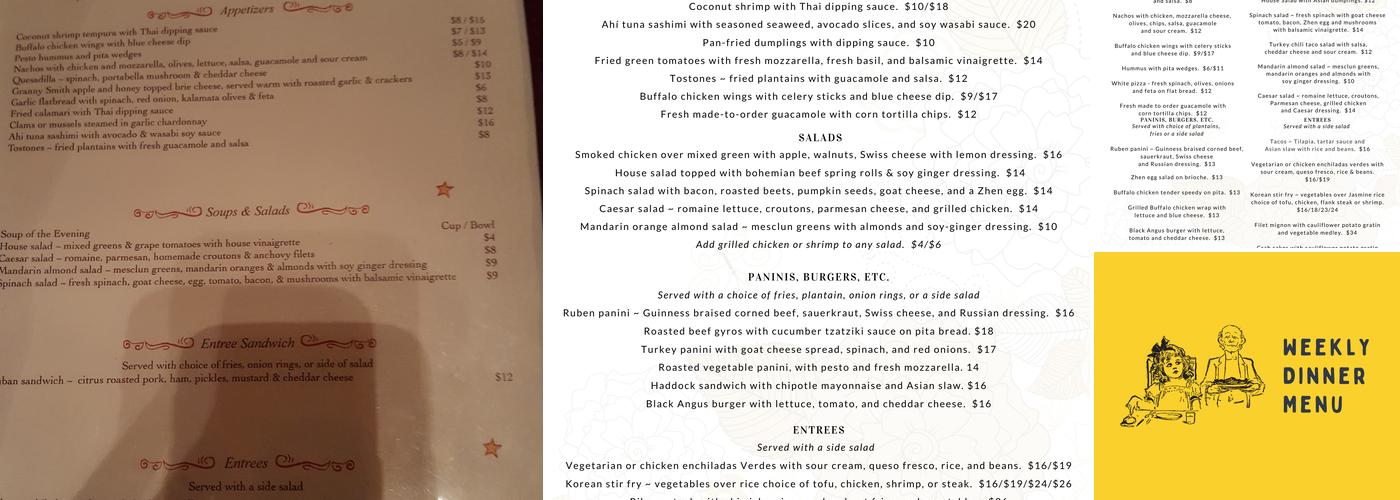 Bohemian Moon Menu