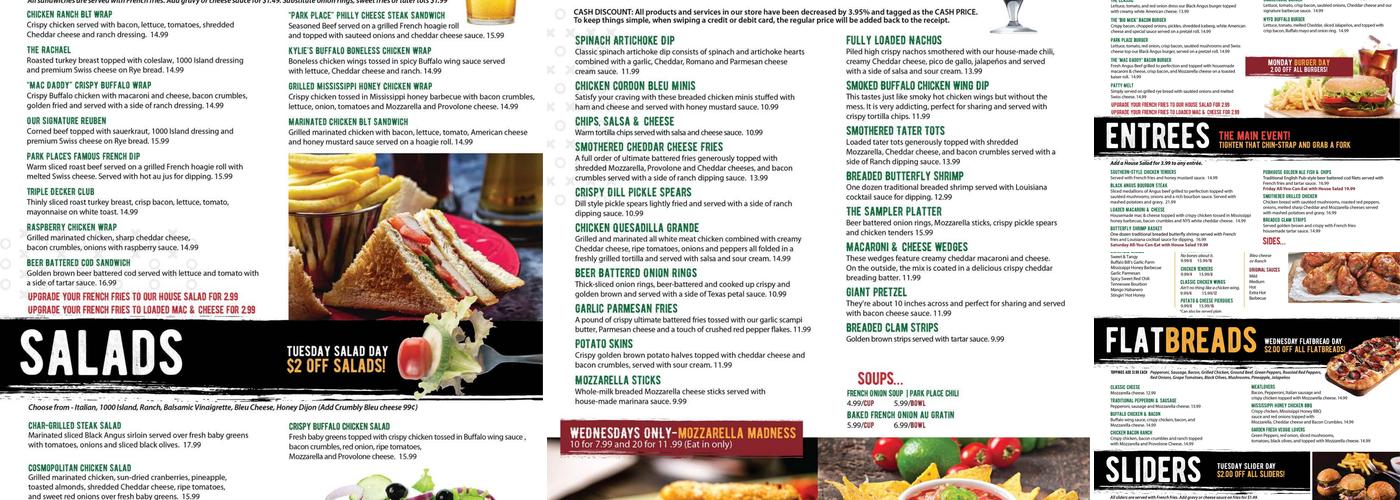 Park Place Sports Bar & Grill Menu