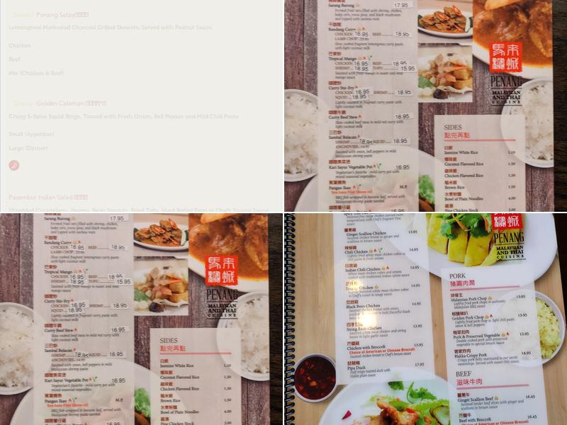 Penang Malaysian & Thai Cuisine Menu