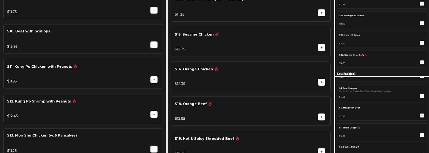 New China Taste Menu