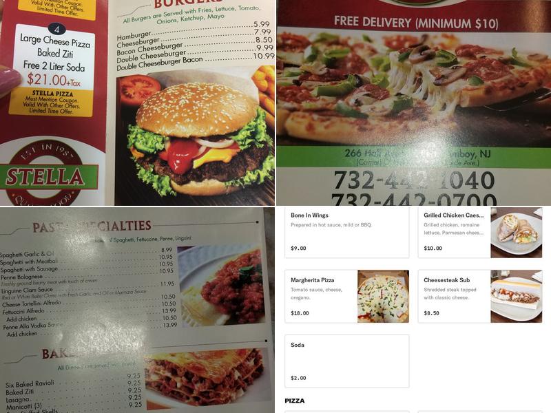 Stella's Pizza. Menu