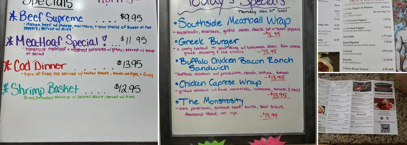 Riga-Tony's Delicatezzi Italiano Menu