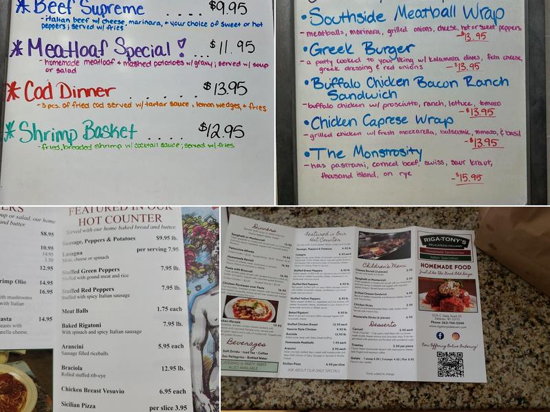 Riga-Tony's Delicatezzi Italiano Menu