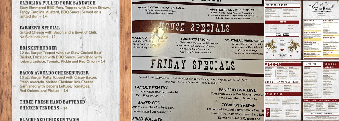Whiskey Ranch Menu