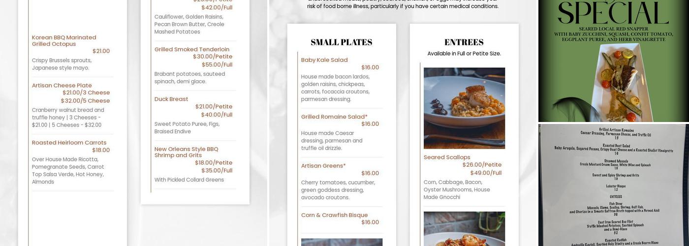 Sweet Melissa's Cafe Menu