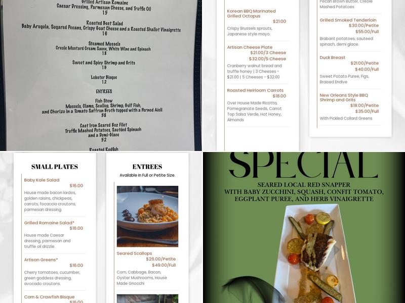 Sweet Melissa's Cafe Menu