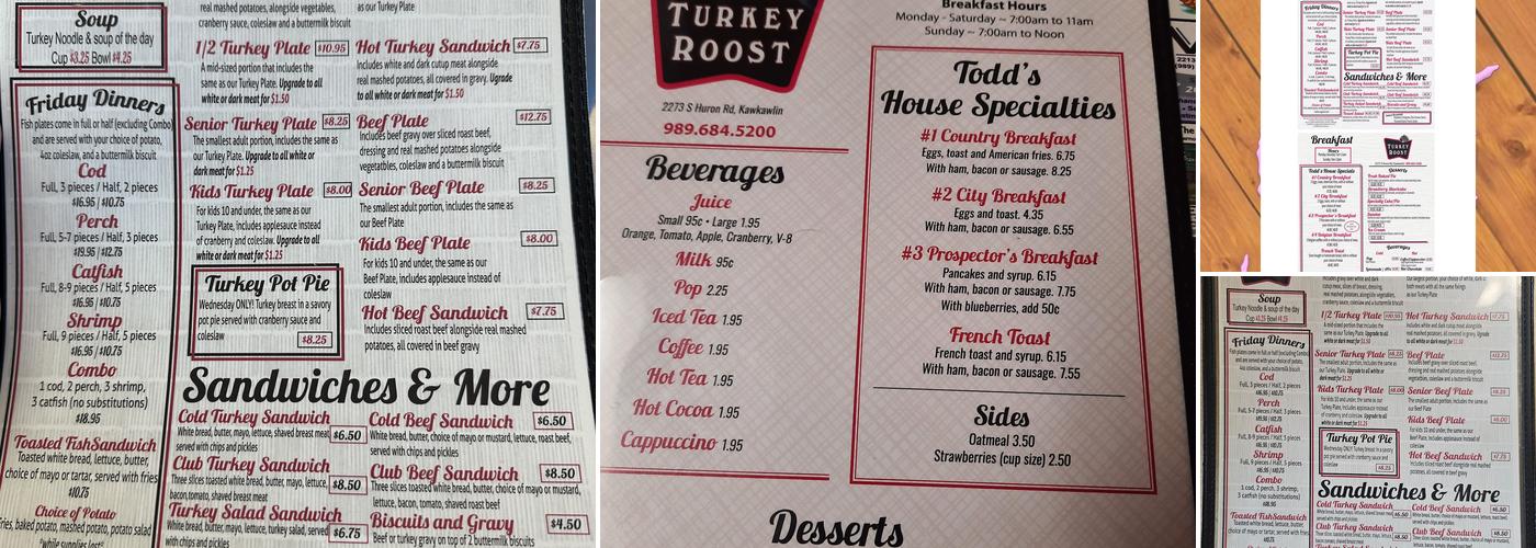 Turkey Roost Menu