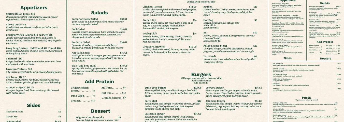 Linkside Cafe Menu