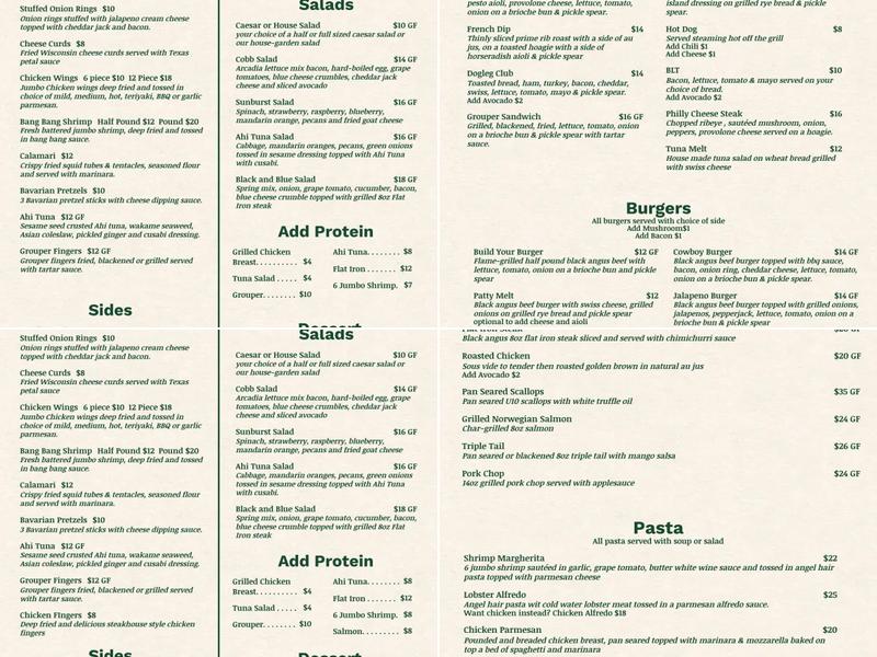 Linkside Cafe Menu