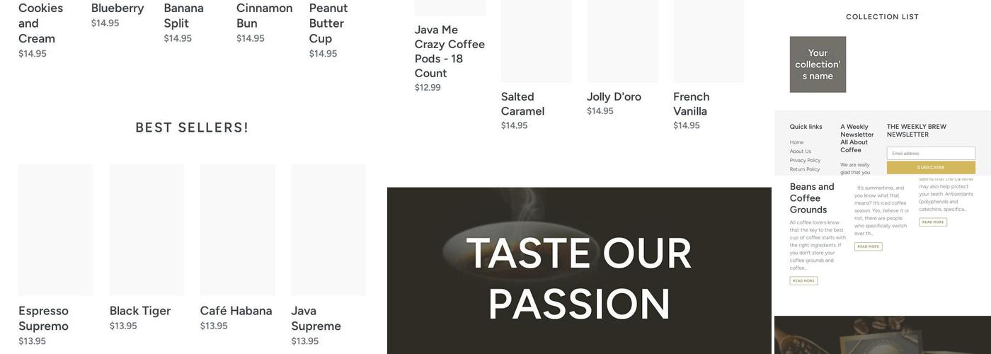 Java D'oro Gourmet Coffee Roasters Menu