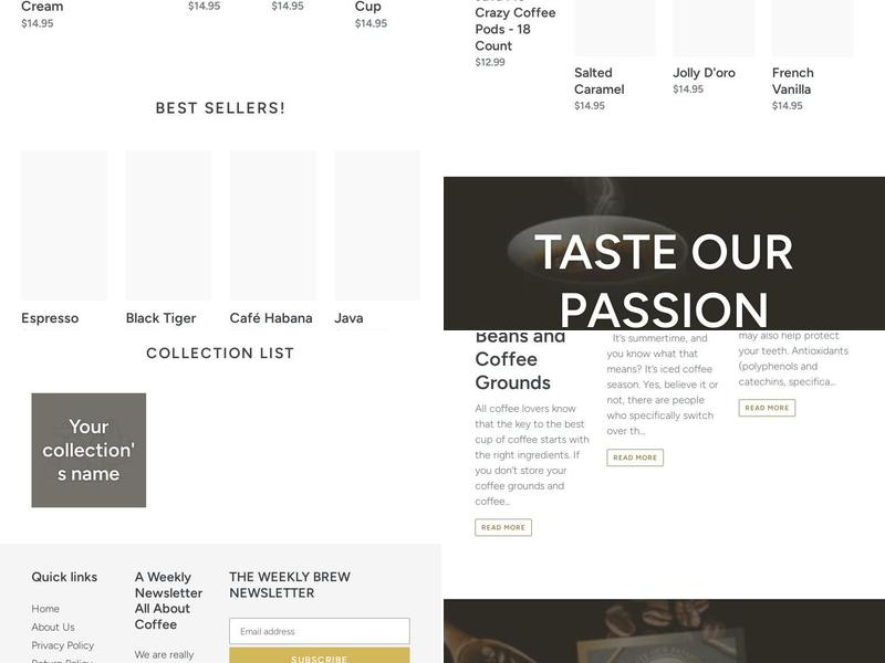 Java D'oro Gourmet Coffee Roasters Menu