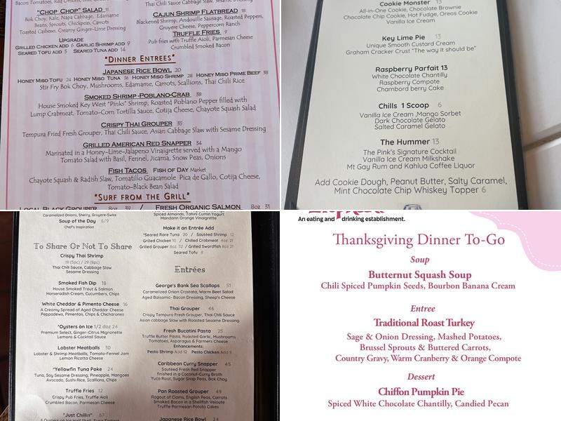 Pink Elephant Menu