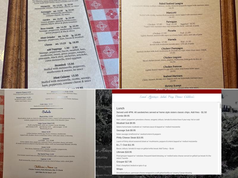 Sisters Restaurant Menu