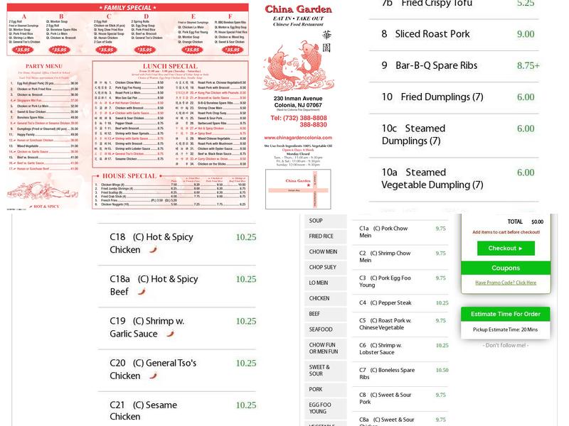China garden Menu