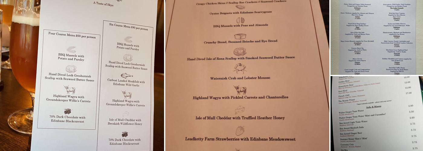 Edinbane Lodge Menu