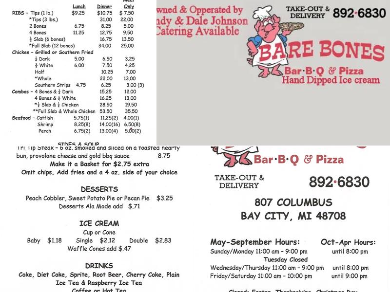 Bare Bones BBQ Menu