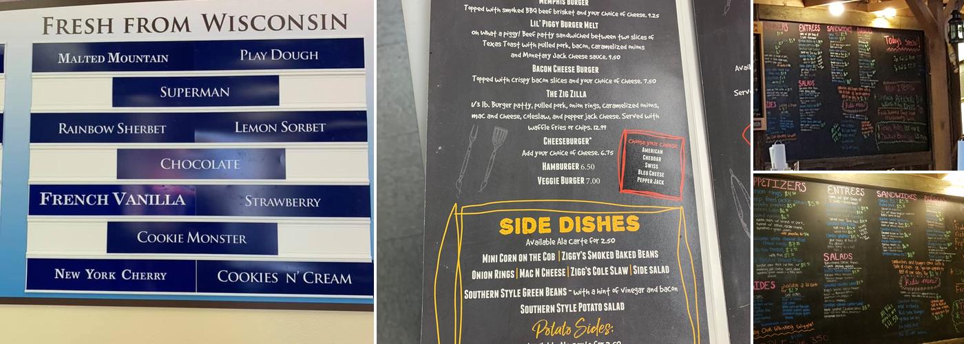 Ziggy's BBQ Smokehouse & Ice Cream Parlor Menu