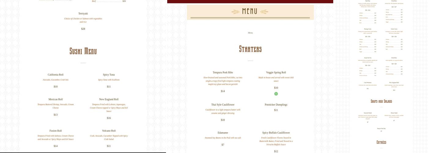 Fusion Restaurant Menu