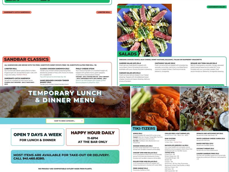 SandBar Tiki & Grille Menu