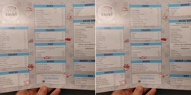 Upper Crust Menu
