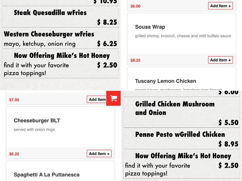 Inzillo's Pizza Menu