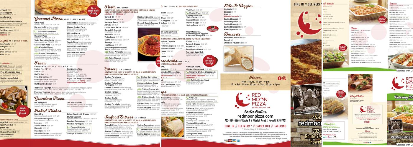 Red Moon Pizza Menu