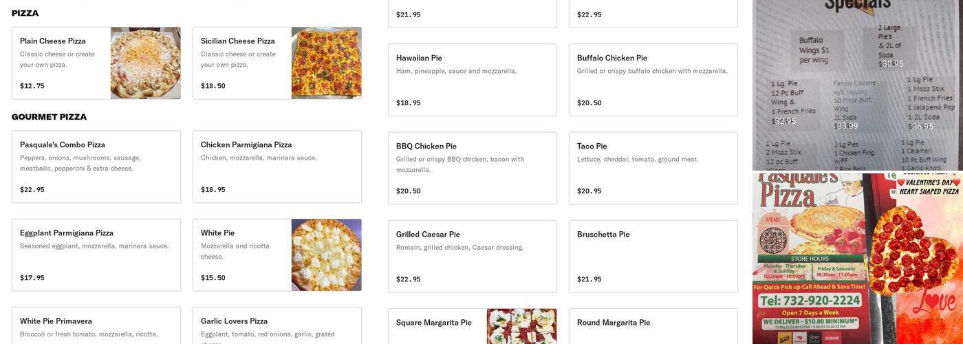 Pasquale's Pizza & Carry Out Menu