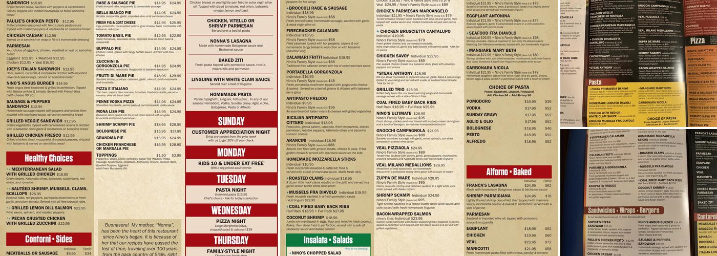 Nino's Coal Fired Pizza Brick Menu