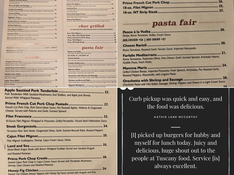 Tuscany Restaurant and Bar Menu
