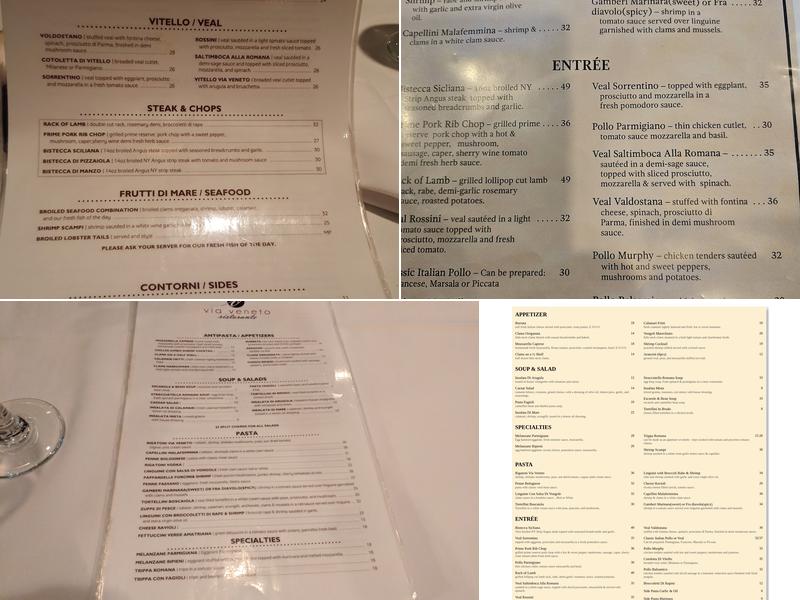 Via Veneto Italian Ristorante Menu