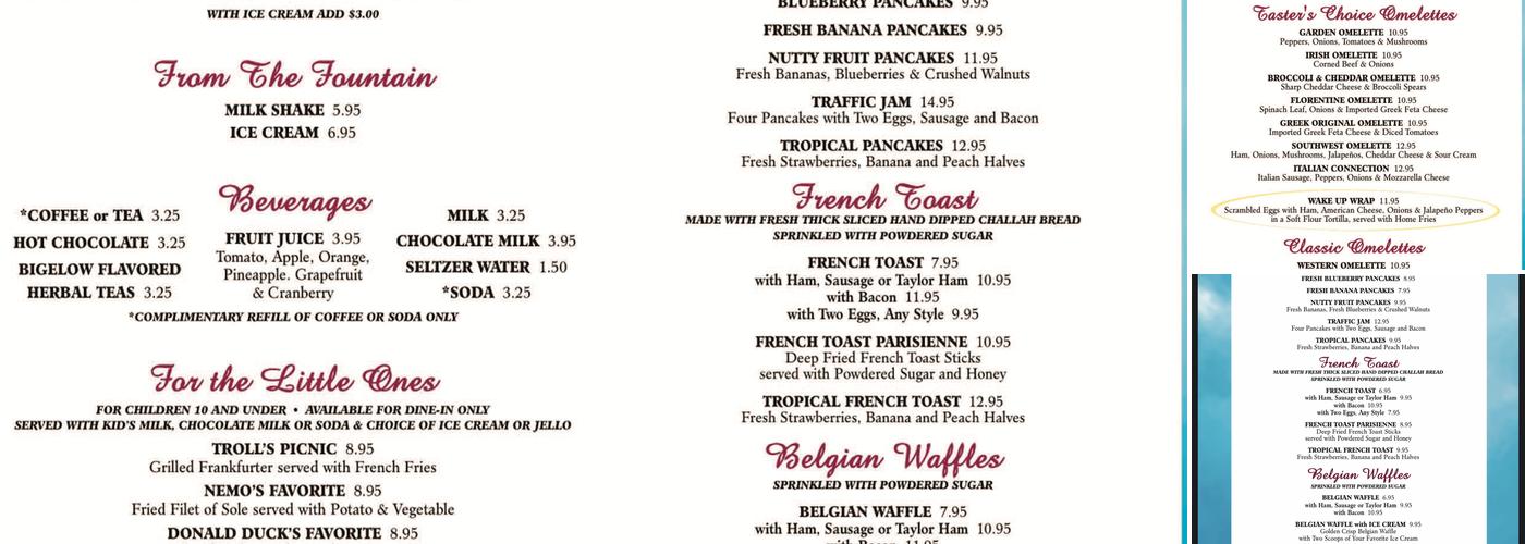 Rainbow Diner Menu
