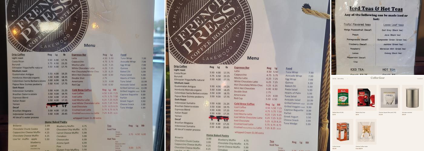 The French Press Coffee Roasters Southside Menu