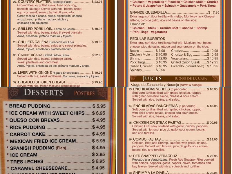 El Familiar Menu