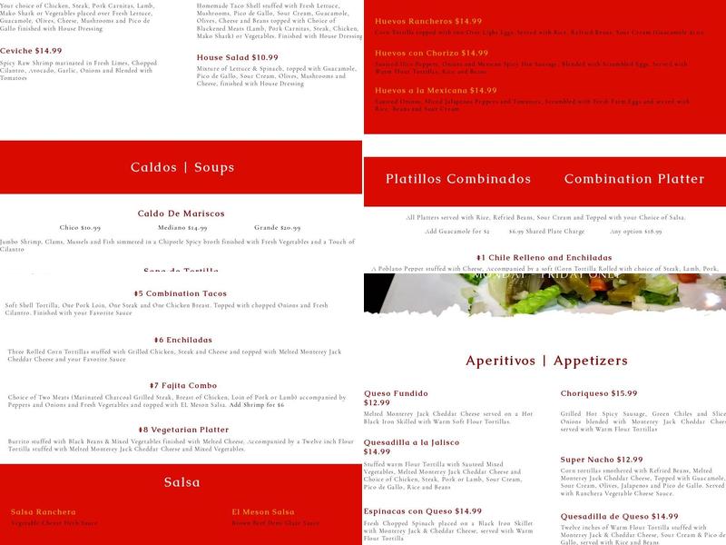 El Meson Menu