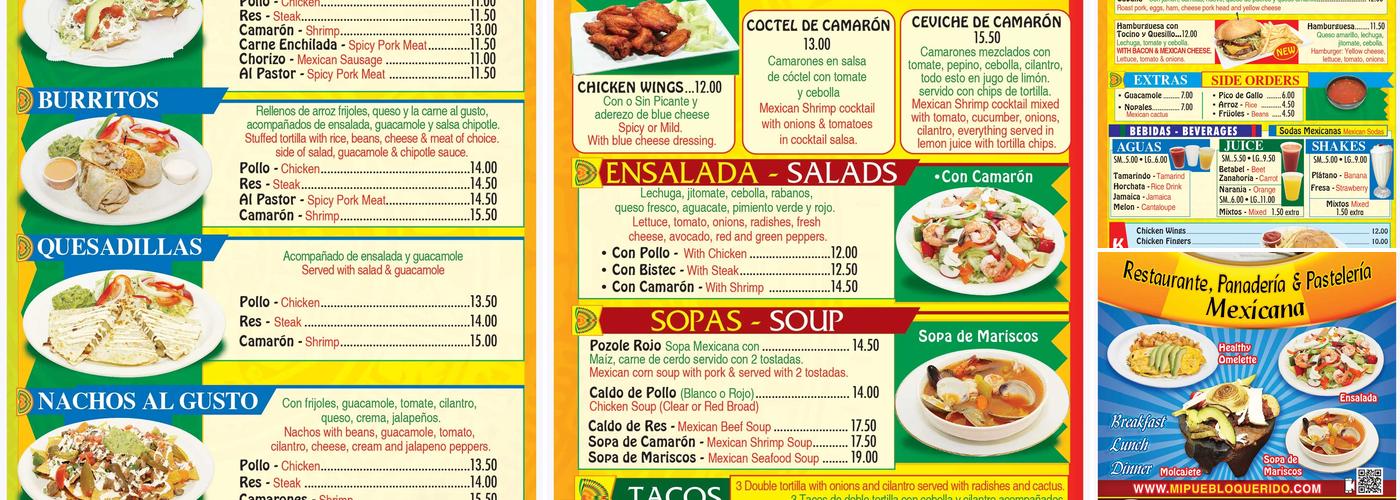 Mi Pueblo Querido Mexican Menu