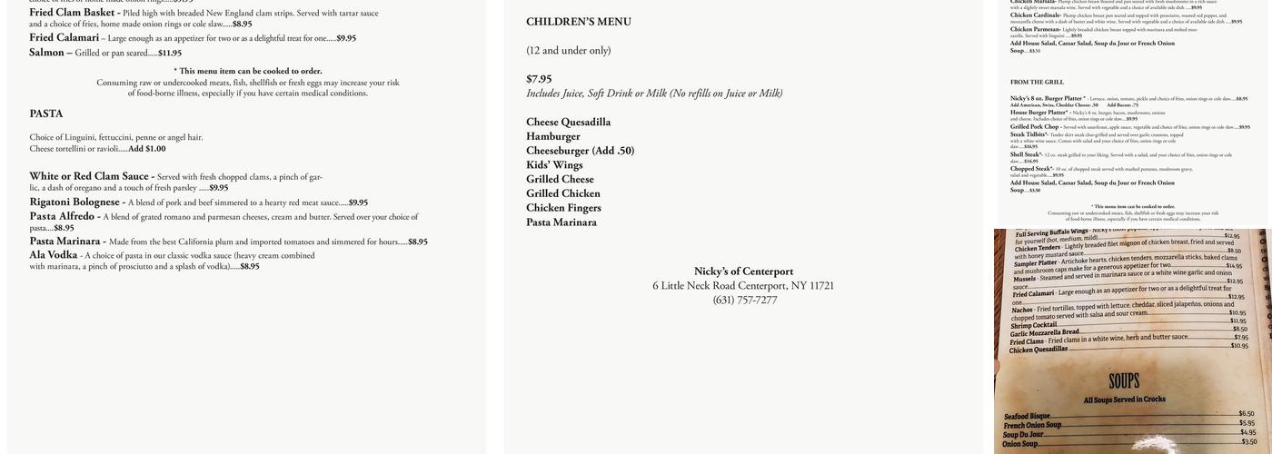 Nicky's Menu