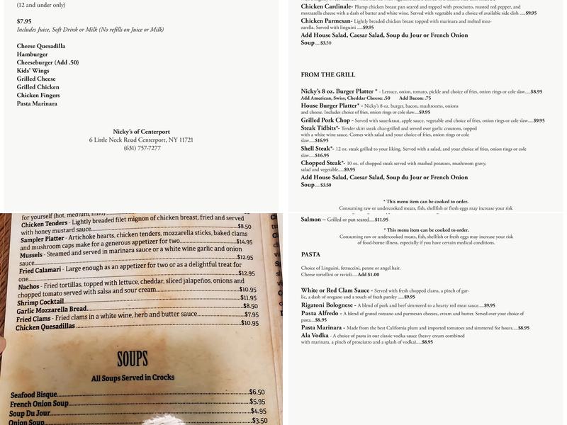 Nicky's Menu