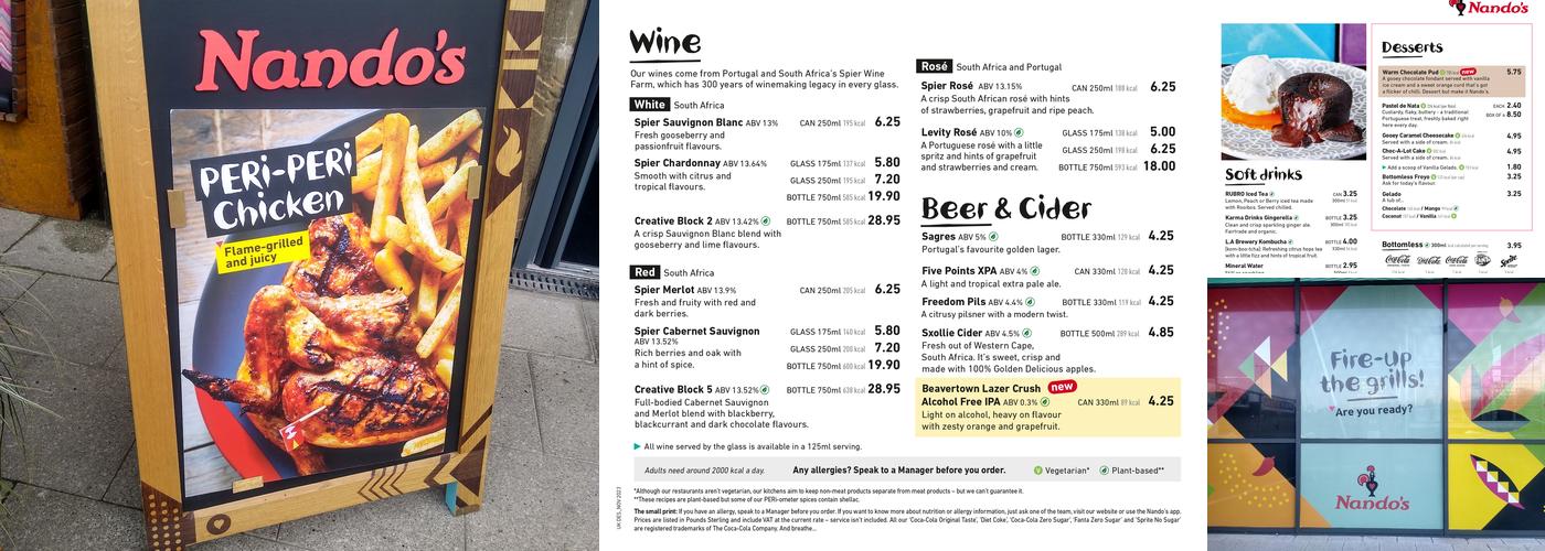 Nando's Coleraine Menu