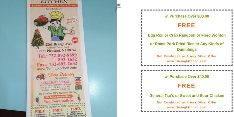 Timing Kitchen Chinese Cuisine Menu