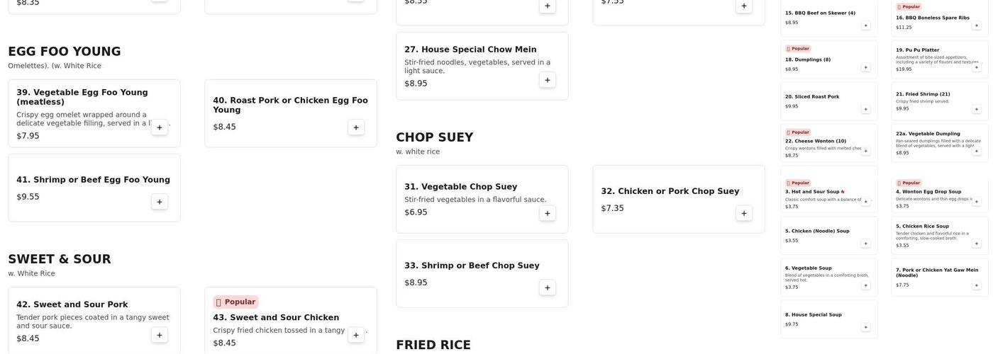 Peking Menu