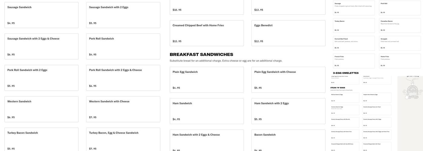 J B's Cousins Diner Menu