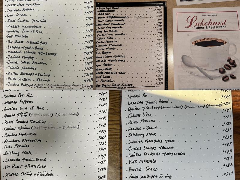 Lakehurst Diner Restaurant Menu