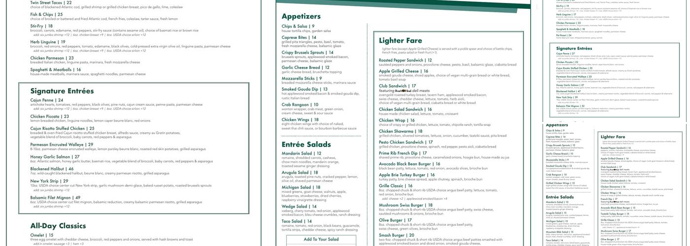 Mountain View Restaurant Menu