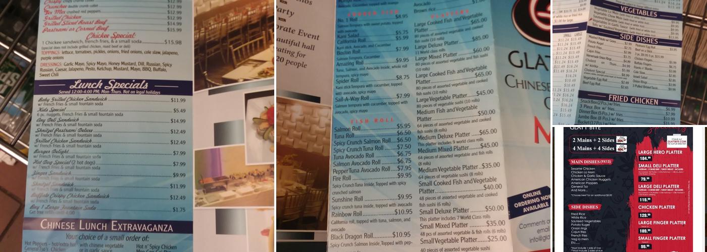 Glatt Bite Menu